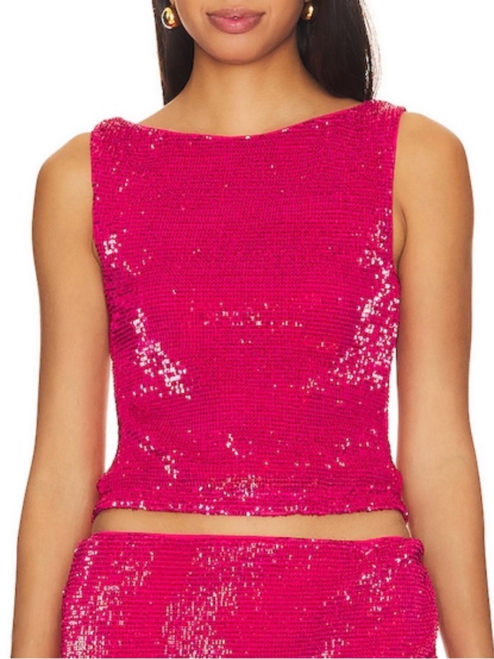 Lovers + Friends Sequin Tank Top - Fuchsia Pink